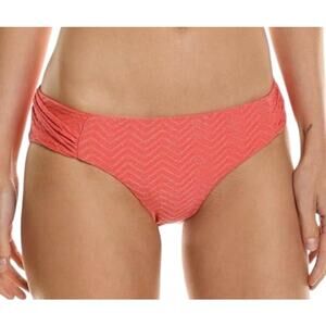 Trina Turk Papaya Shirred Tab Hipster Bikini Bottom 6 NWT